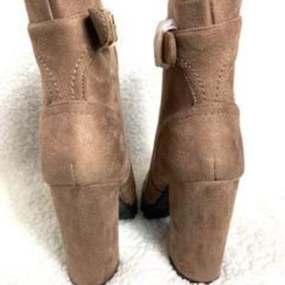 Suede Lace-Up Block Heel Bootie - Picture 3 of 9